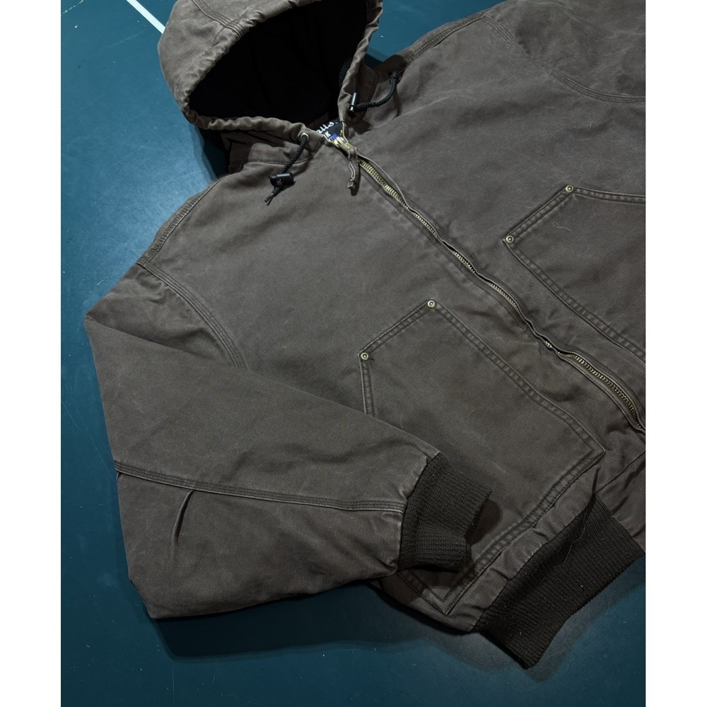 Vintage Walls Work Wear Jacket Men's Large Brown Duck Canvas Fleece Lined Hooded - Picture 5 of 14